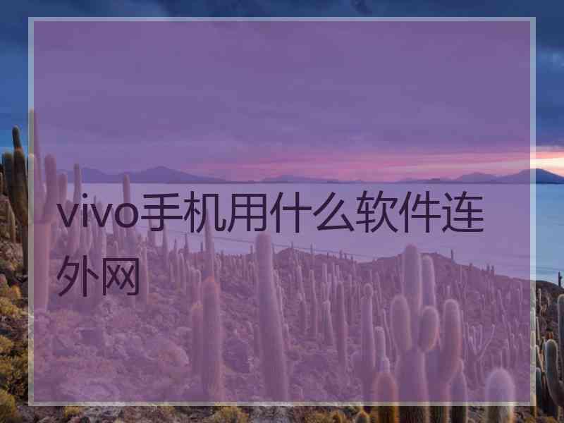 vivo手机用什么软件连外网