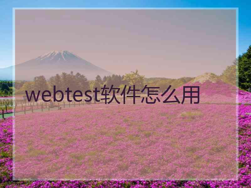 webtest软件怎么用