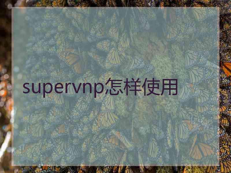 supervnp怎样使用